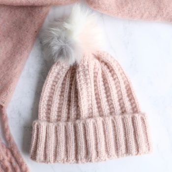 womens pink bobble hat