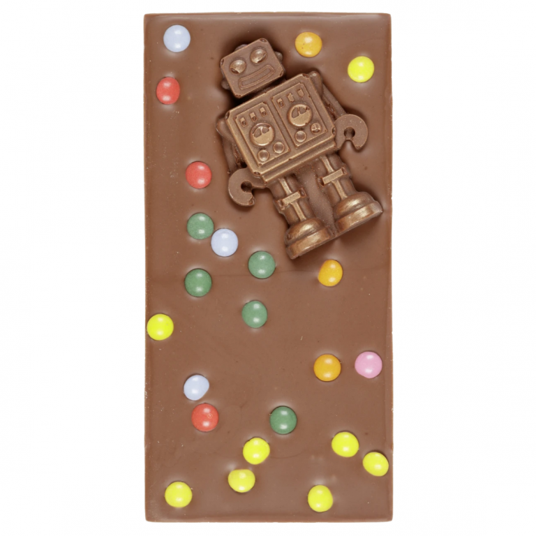 handmade robot chocolate bar